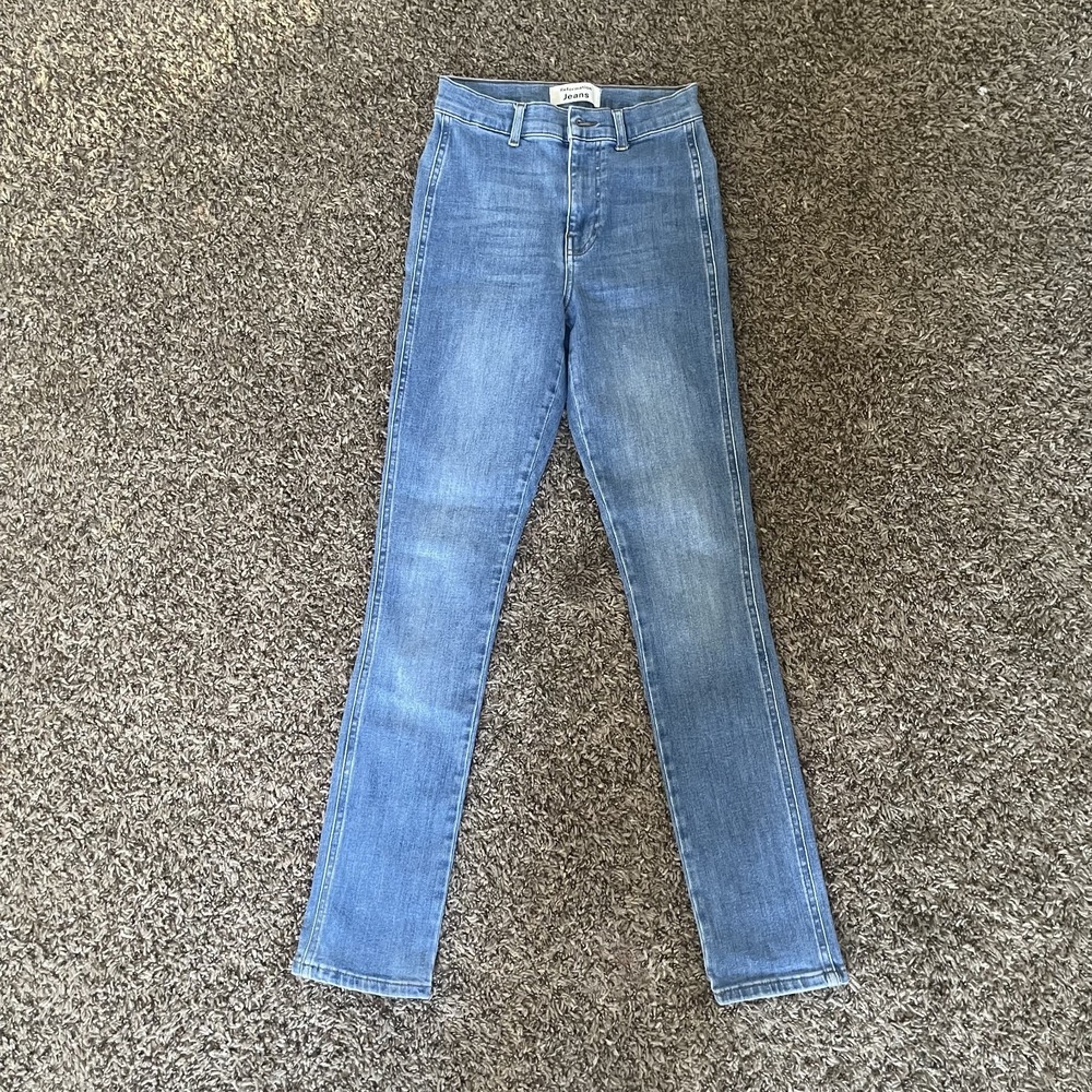 Reformation May High & Skinny Jeans Womens 24 Darwin Wash Blue High Rise Stretch
